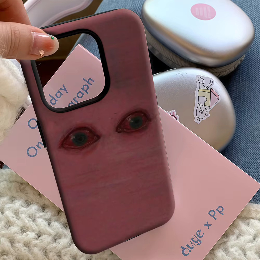 Eerie Pink Eyes Handyhülle für Apple iPhone 17 16 15 14 13 12 11 Pro Max Plus mit doppelschichtiger Rückseite in Pink - Bild 5