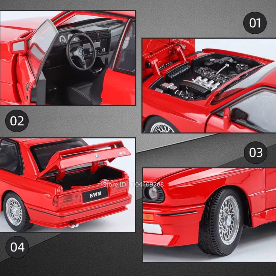 MAKEDA M3 M4 Spielzeugauto Modell, Maßstab 1:24, Licht und Sound, Metall, Gummi Reifen - Bild 2