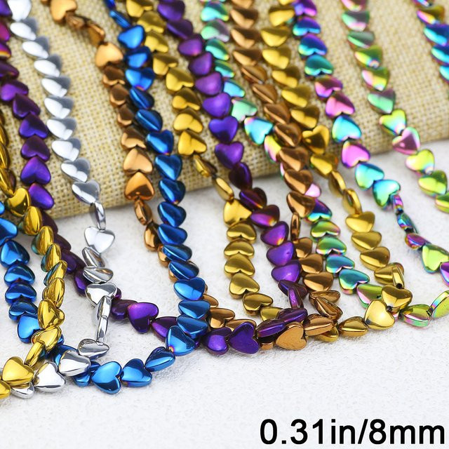 Hämatit Naturstein Spacer Perlen, Herz Form, 8 mm, Bunt, Unisex - Bild 1