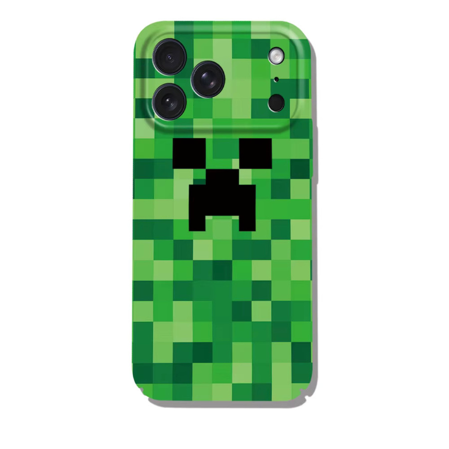 M-Mine Glänzende HD Hartschalen-Handyhülle für iPhone 17 16 15 14 13 12 11 Pro Max Plus Mini in Green mit C-Creeper C-Craft Design - Bild 6