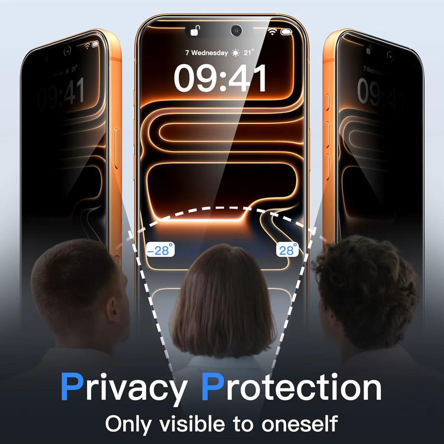 SFHOMIE 2er Pack Anti-Spionage Displayschutzfolie aus gehärtetem Glas für iPhone 11 bis iPhone 17 Pro Max und weitere Modelle - Bild 2
