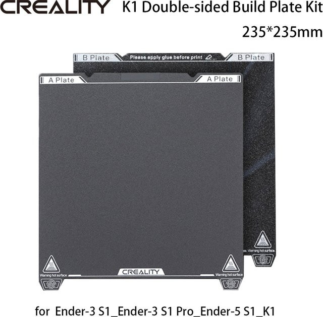 Creality Doppelseitiges Bauplatten-Upgrade-Kit Schwarz für Ender 3 S1, Ender 3 S1 Pro, Ender 5 S1 und K1 FDM-Drucker, Breite: 23,5 cm, Tiefe: 23,5 cm - Bild 1