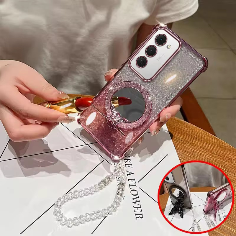Schmetterlings Design Handyhülle mit Lanyard für TECNO Spark 40 Pro, 40, 40C, 40 Pro Plus und 20 Pro in Pink - Bild 2
