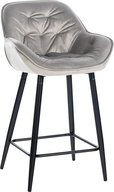 CLP Barhocker Gibson gepolsterter Tresenstuhl aus Samt in Grau mit Sitzhöhe 76 cm - Bild 1