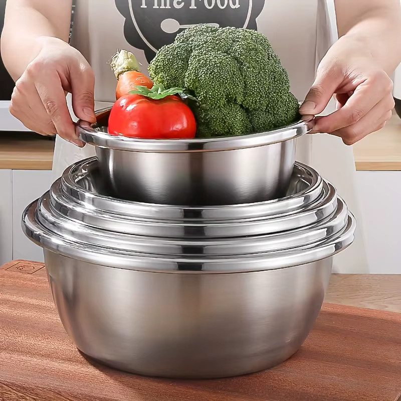 Stapelbare Rührschüssel aus Edelstahl in Silber, runde Salatschüssel für Gastronomie und Bäckerei, Durchmesser: 36,0 cm, Höhe: 10,5 cm - Bild 2