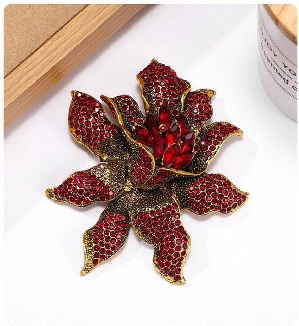 YIRAN Brosche Blume, Kristall, Strass, Damen, black - Bild 1