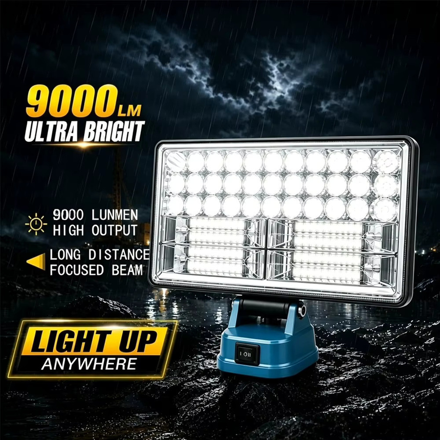 Makita 90W LED-Arbeitsleuchte für 18V Akku, 9000LM kabelloser LED-Strahler in Schwarz - Bild 2