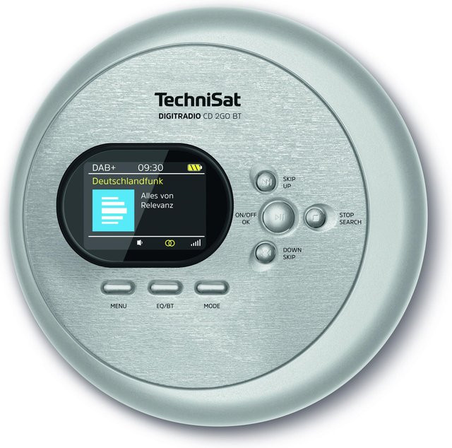 Technisat DigitRadio CD 2GO BT tragbarer MP3 CD-Player mit Bluetooth, DAB+ und FM in Silber - Bild 1