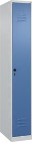 C+P Spind Classic PLUS Spind mit 1 Abteil und mittiger Trennwand, Sicherheits-Drehriegel, Farbe: Lichtgrau/Fernblau, H x B x T: 185 x 30 x 50 cm - Bild 1