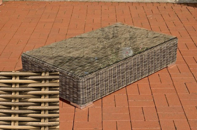 TPFGarden Lounge-Tisch Arno in Braun mit Glasplatte und Rattan-Optik, B/T: 100 x 50 cm - Bild 1