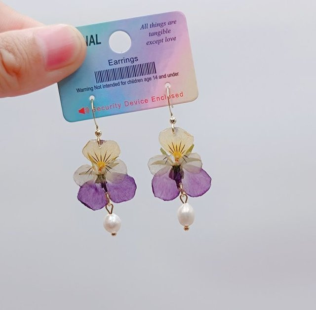 Ohrringe mit Echten Blumen, Epoxidharz - Bild 1
