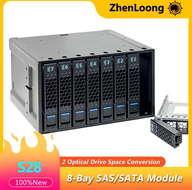 ZhenLoong S28 8-Bay 2,5-Zoll SATA/SAS HDD Hot-Swap-Modulgehäuse mit 12G Backplane und SFF8643 Schnittstelle in Schwarz - Bild 1