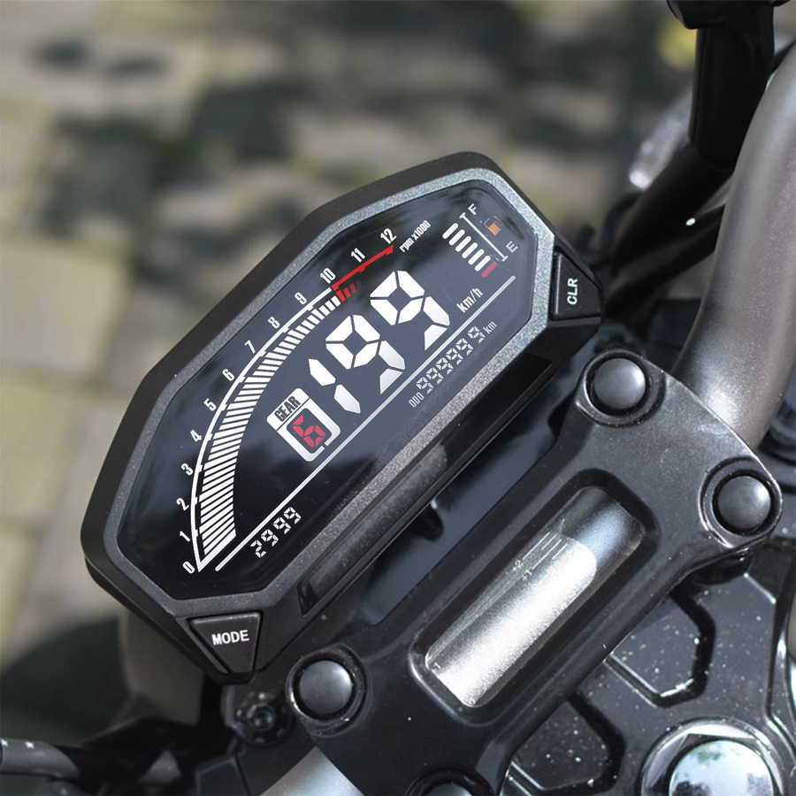 RYSJM Digitaler Motorrad Tachometer mit LED LCD Display und Hintergrundbeleuchtung in Schwarz für 1, 2 oder 4 Zylinder - Bild 2
