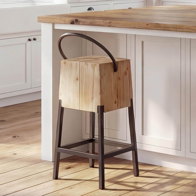 Barhocker MCW-L76 Industrial Tresenhocker aus Metall und Massiv-Holz in Natur - Bild 1