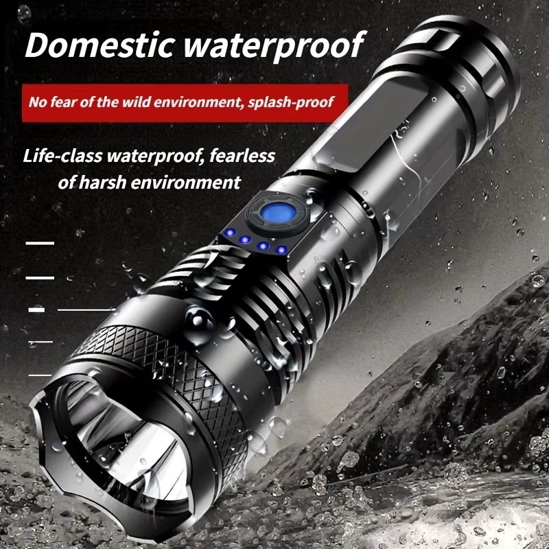KDULIT LED-Taschenlampe mit 10000 Lumen, wiederaufladbare taktische Taschenlampe in Schwarz, IPX7 wasserdicht - Bild 4