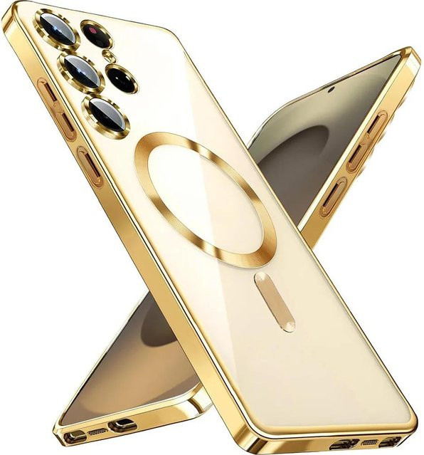 Magnetische Silikonhülle für Samsung Galaxy S26 S25 S24 S23 S22 S21 S20 Ultra Plus FE in Transparent Gold - Bild 1