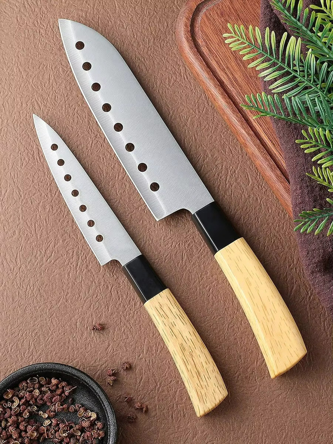 SHENJIU Tranchiermesser aus Edelstahl mit Holzgriff in Silber - Bild 3