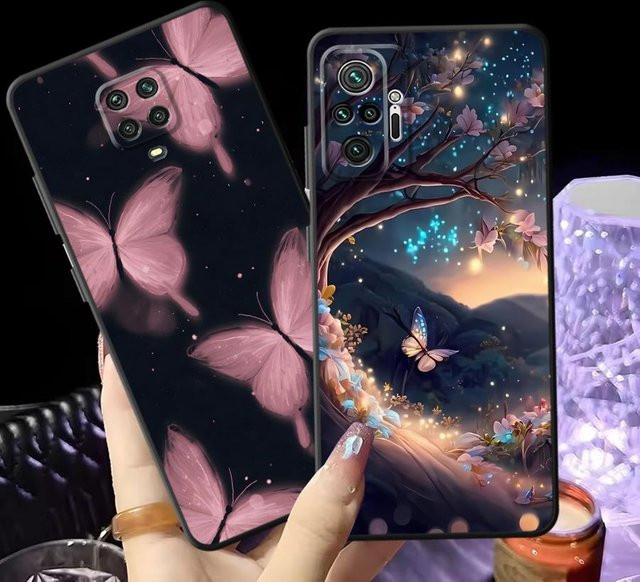 Schmetterling Handyhülle für Xiaomi Redmi Note Serie in Schwarz mit weichem Material - Bild 1