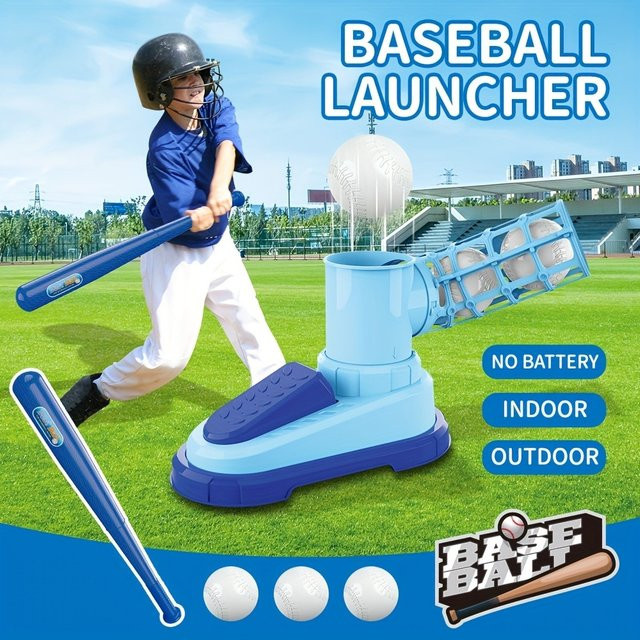 DOLLRI STARRI T-Ball-Set, Kleinkind-Baseball-Set, mit Step-On-Pitching-Maschine, Pop-Up-Bälle, Outdoor - Bild 1