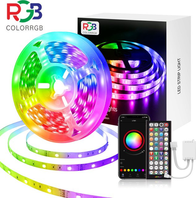 Intelligente RGB LED-Streifen mit App- und Fernbedienung, 16 Millionen Farben, Musiksynchronisierung und selbstklebender Rückseite - Bild 1