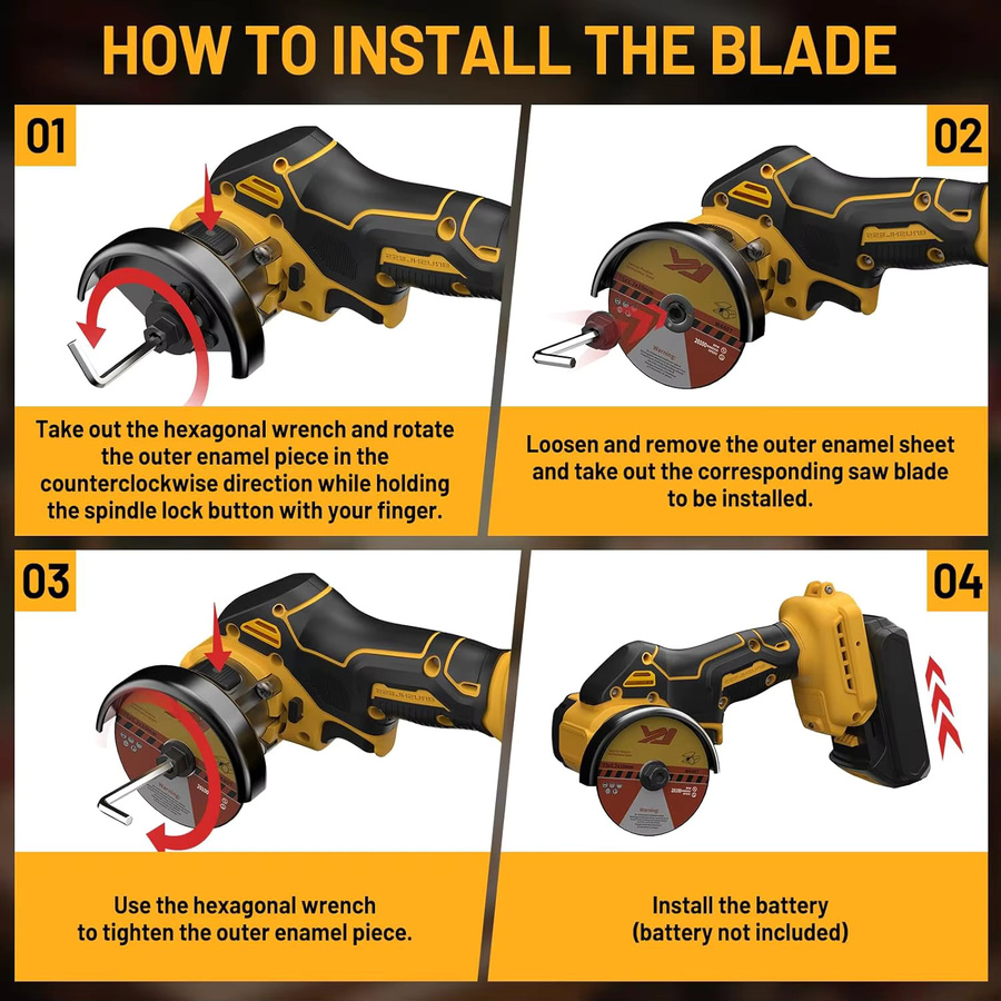 DeWalt 3-Zoll-Mini-Kreissäge Gelb, kabelloses Trennwerkzeug mit 19500 U/min und Tiefeneinstellung für Metall, Holz, Fliesen und Kunststoff, kompatibel mit DeWalt 20V Akku - Bild 7