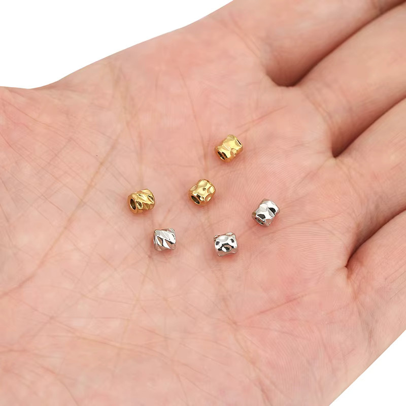 Semorilry Charms, Edelstahl, Rock Texture Carve Tube Perlen, 4 mm, Unisex - Bild 3