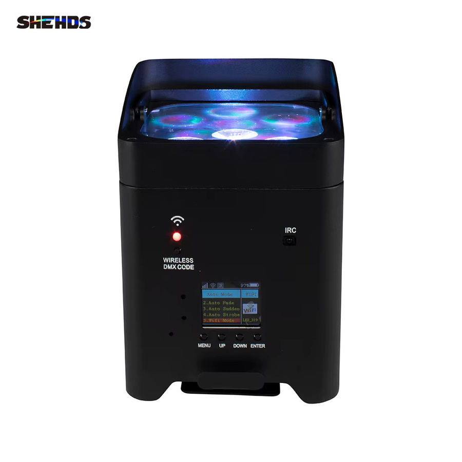 SHEHDS Smart LED Par 6in1 RGBW UV Effektlicht mit Wifi, App, Fernbedienung und Batterie für DJ, Party und Disco in Schwarz - Bild 2