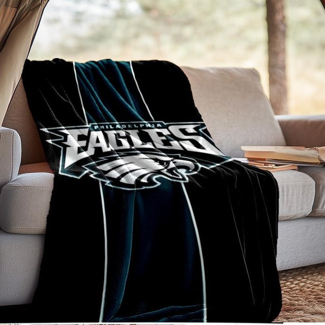 Philadelphia Eagles Flanell-Outdoor-Decke von Happiness Goods B, Schwarz, B: 150 cm, T: 200 cm - Bild 1