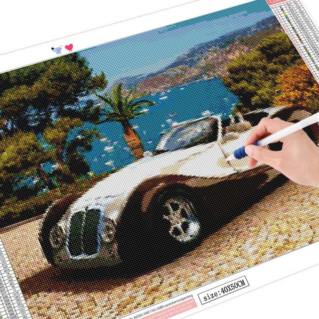 FIYO 5D DIY Diamantmalerei Landschaft Mosaik Dekoration in Grau und Multicolour, Breite: 30 cm, Höhe: 20 cm - Bild 1