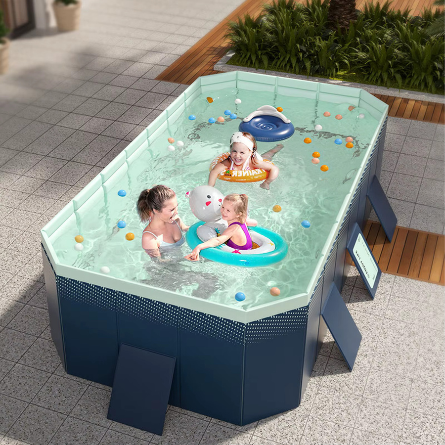 Faltbarer XXL-Schwimmpool für Garten und Zuhause, rechteckiger aufblasbarer Badepool, B/T/H: 160 x 120 x 47 cm - Bild 2