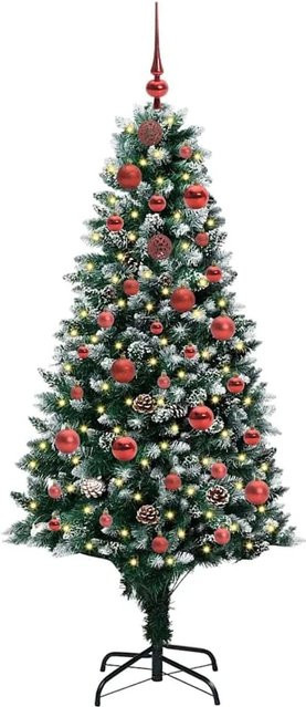 vidaXL Künstlicher Weihnachtsbaum in Grün mit 150 warmweißen LEDs und Ständer, Höhe: 150 cm - Bild 1