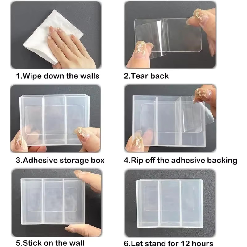 Multifunktionale Mini-Aufbewahrungsbox aus Kunststoff mit 3 Gittern in Transparent für Make-up-Pinsel und Lippenstift als Schreibtisch-Organizer - Bild 3
