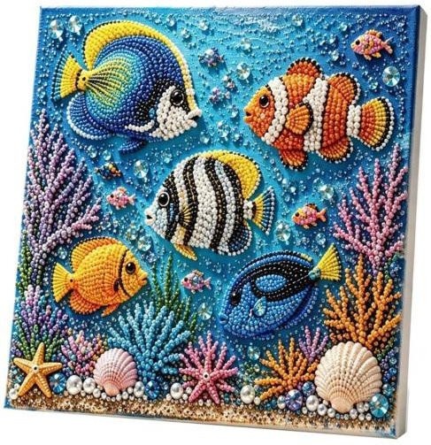 Changbaixin DIY Meeresmalerei-Set mit künstlichen Perlen für Erwachsene, 3D-Kunst mit Schildkröte und Fisch in Multicolour - Bild 1