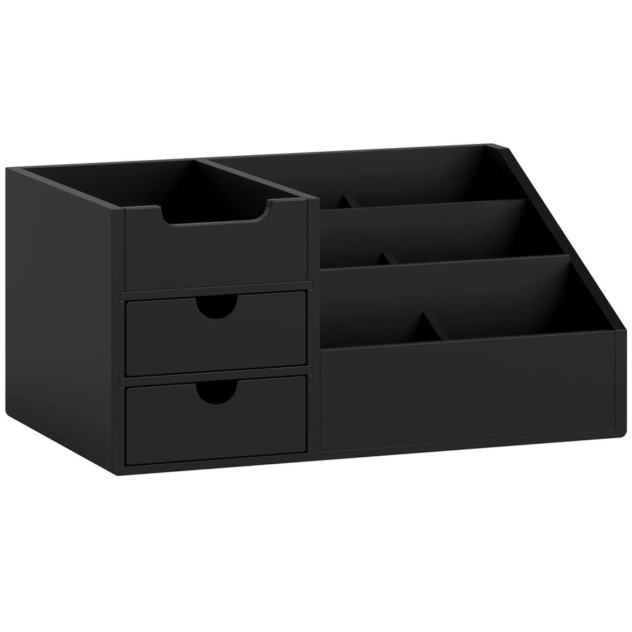 HOMCOM Desktop Organizer aus Bambus in Schwarz mit mehreren Fächern, B/T/H: 33 x 20,5 x 15,5 cm - Bild 2