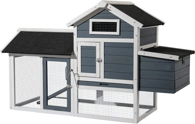 Wiltec Hühnerstall aus Tannenholz mit Kotwanne, B/T/H: 152 cm x 52 cm x 92 cm - Bild 1