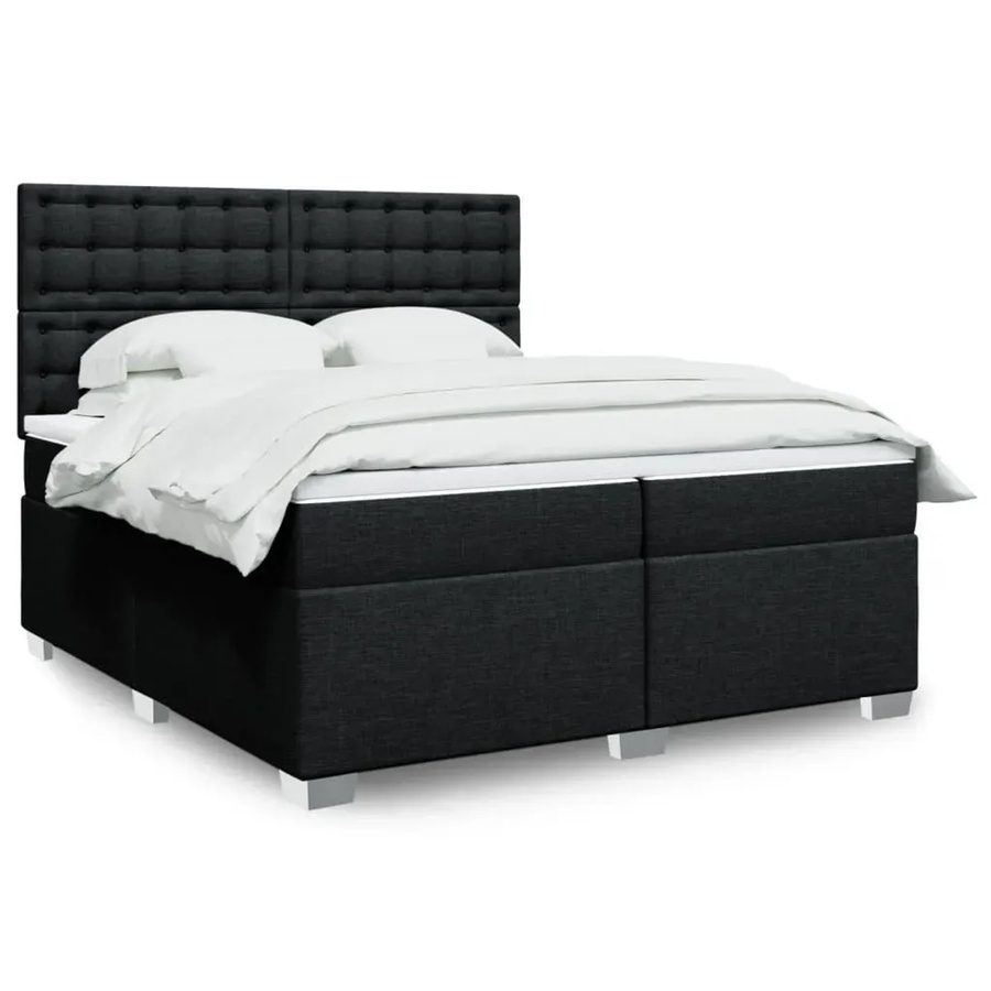 vidaXL Boxspringbett mit Matratze Schwarz, Hybridbett mit USB-Ladeport und Unterbettbeleuchtung, B/T: 200 x 200 cm - Bild 2