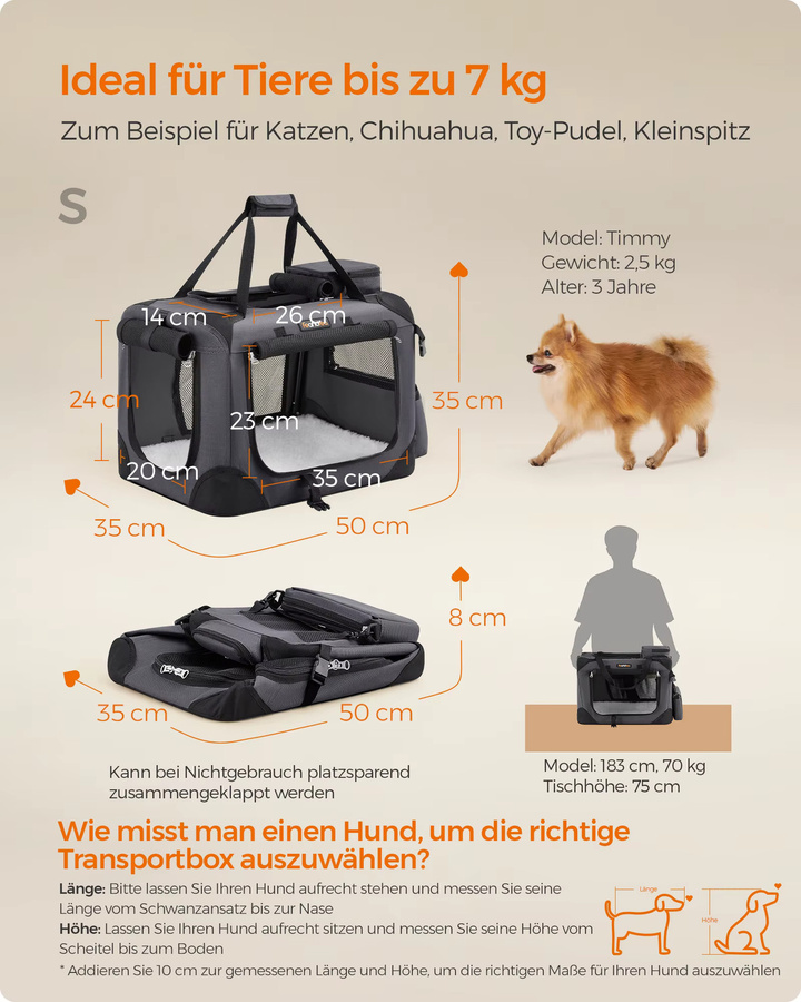 FEANDREA Tiertransporttasche XXL aus Oxford-Gewebe und Netzstoff, Schwarz, bis 50 kg - Bild 5