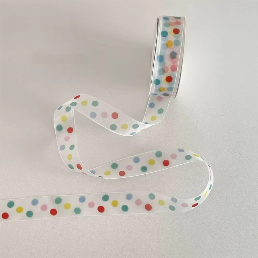 Buntes Geschenkband mit Polka Dots aus Polyester in Multicolour für dekorative Verpackungen und Valentinstag - Bild 1