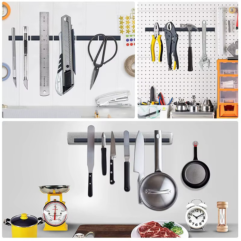 Mognot Kühlschrankmagnete rechteckig in Silber und Schwarz, B/H/T: 60 x 10 x 3 mm, robuster und starker Magnethaken für Küche, Foto, Garage oder Büro - Bild 3