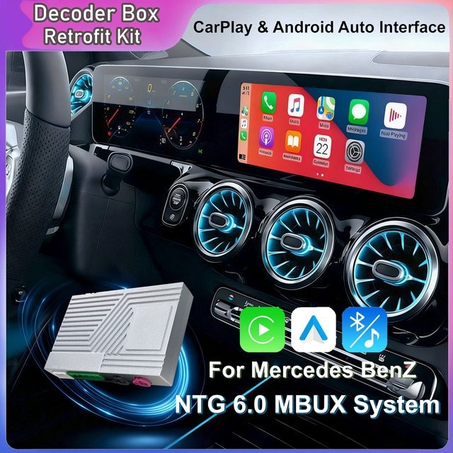 ANYFAR Kabelloser CarPlay und Android Auto Decoder Box Adapter für Mercedes Benz NTG6 und MBUX Systeme ab 2019 in Schwarz oder Silber - Bild 1