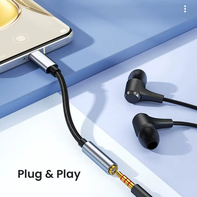Fomscvka USB-C auf 3,5 mm Klinkenadapter in Grau für iPhone 15 Serie, Samsung, Huawei und Xiaomi - Bild 2