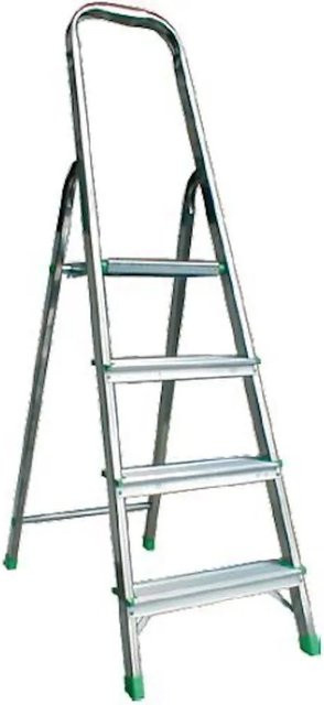 PROREGAL Einseitige Aluminium-Bügelleiter Single Giraffe mit 6 Stufen, Höhe: 198 cm, Farbe: Silber - Bild 1