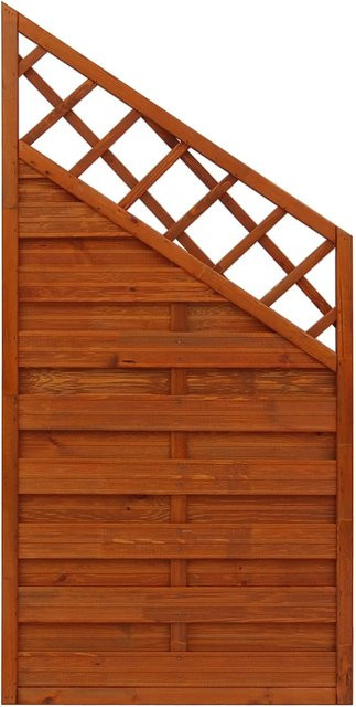 Sichtschutzzaun-Element Country von Andrewex aus Holz in Teakfarben, 3-fach lasiert, blickdicht, Höhe: 180 cm, Breite: 120 cm - Bild 1