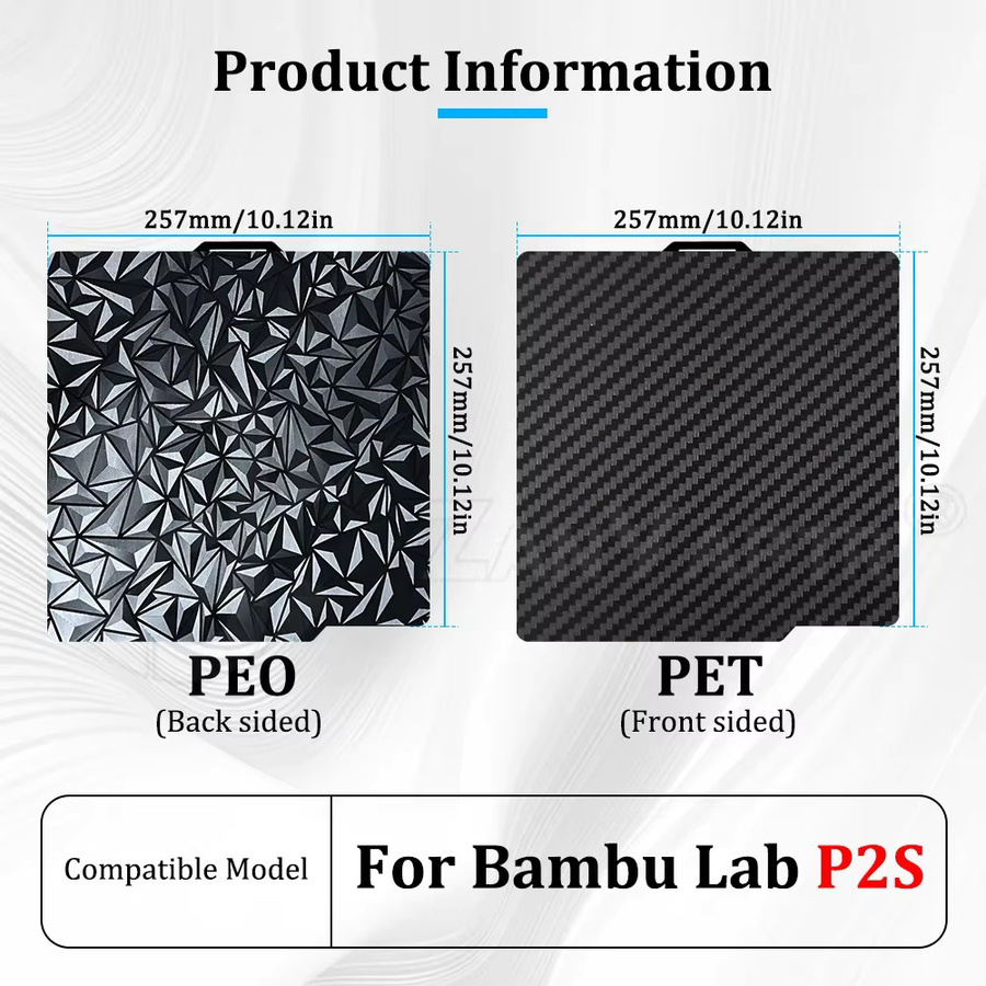 ZANYAPTR X2D P2S Bauplatte für Bambu Lab X1C P1P P1S A1, Glatte PEI-Platte PEO Chameleon PET Carbonfaser Heizplatte PEY Sternenhimmel, B/B: 25,7 x 25,7 cm - Bild 2