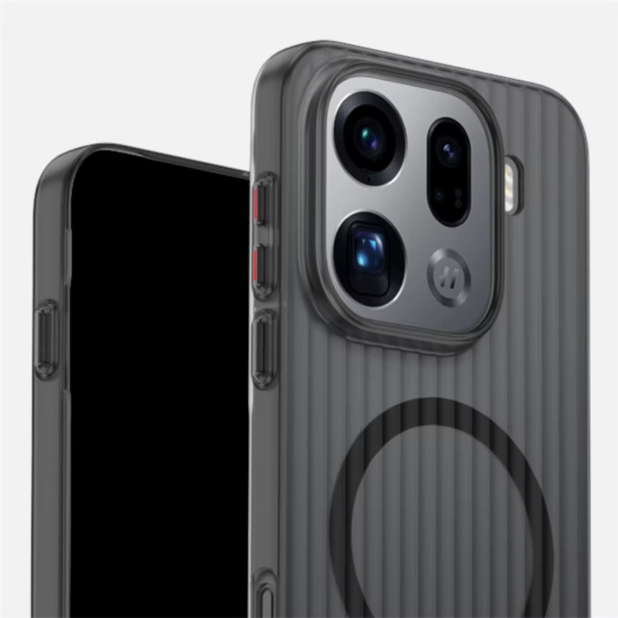 Stoßfeste MagSafe Magnetische Handyhülle mit Wellpappe-Streifen-Design für OPPO Find X9 Pro, X8, X7 Ultra und X6 in Weiß und Grau - Bild 5
