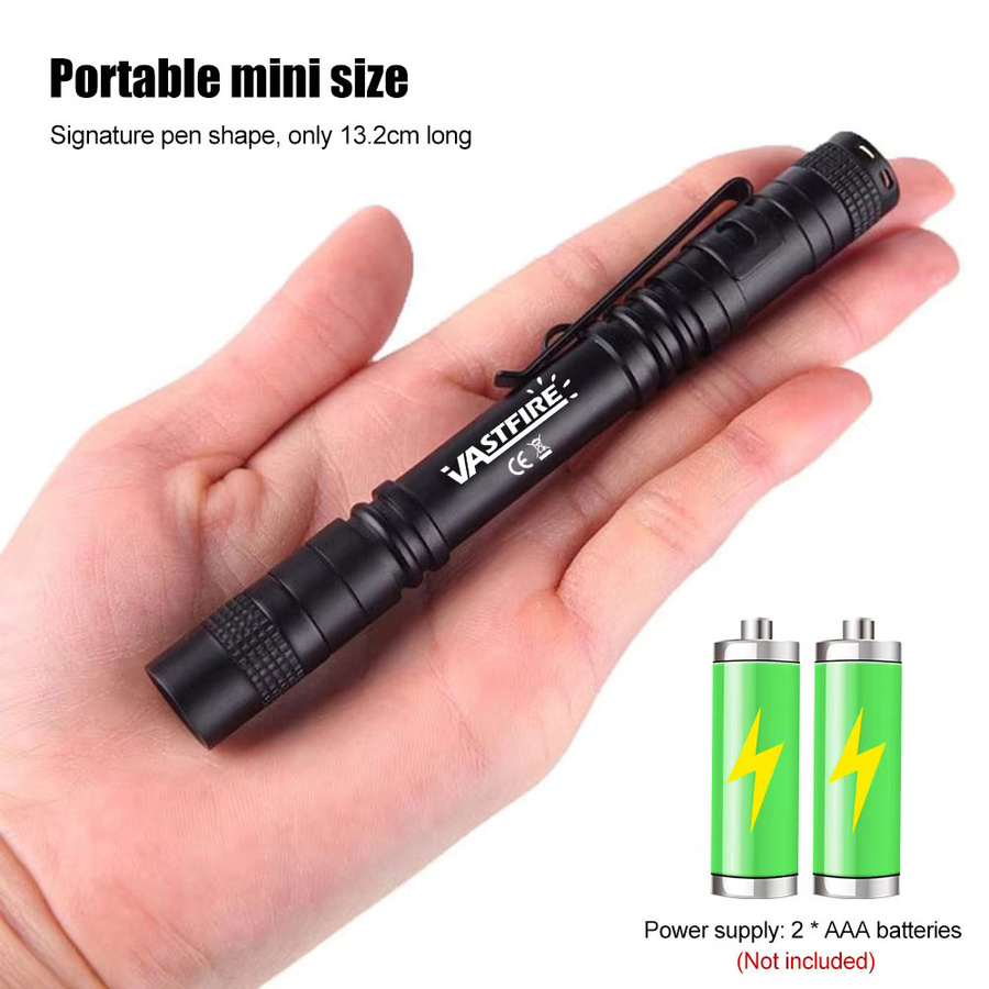 VASTFIRE Mini LED Stift-Taschenlampe aus Aluminium in Grün, Weiß, Rot oder Schwarz - Bild 3