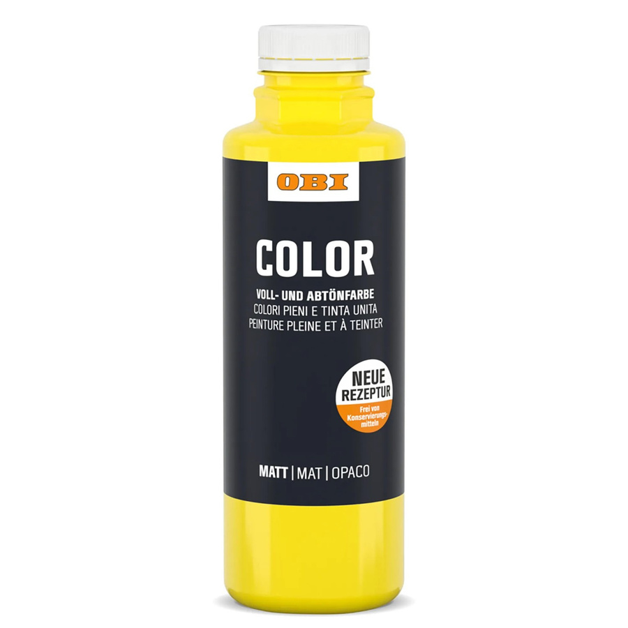 OBI Color Voll- und Abtönfarbe Gelb, wasserbasierte Dispersionsfarbe, 500 ml - Bild 2