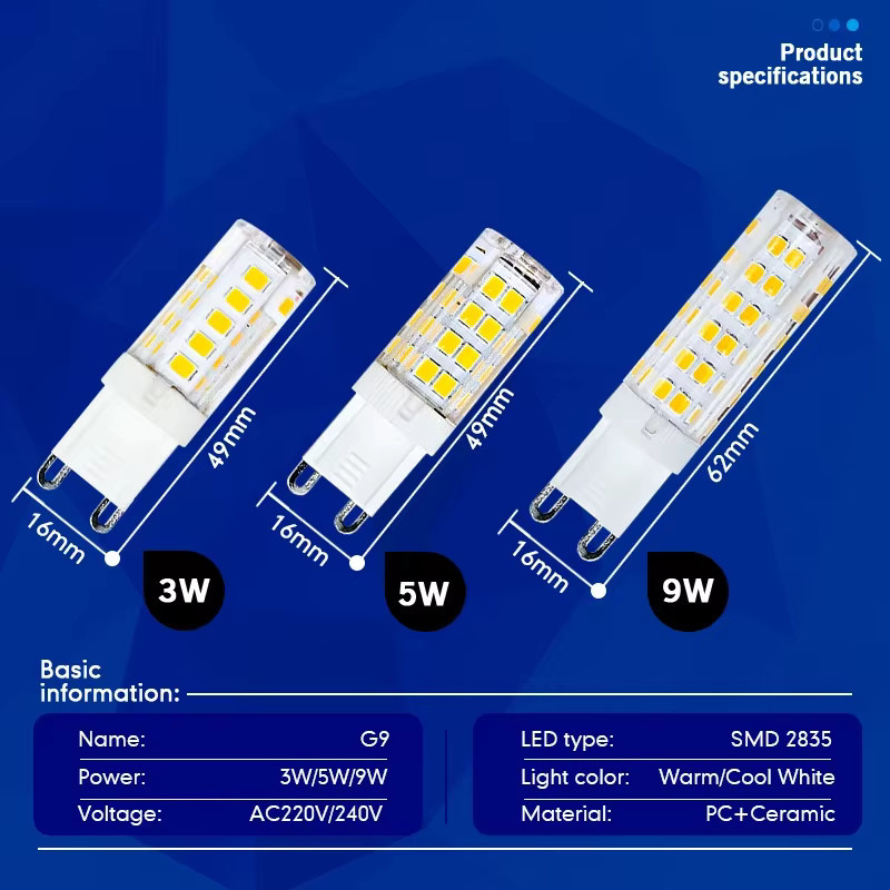 GRZBI G9 LED-Lampe Keramik Ersatz für Halogenlampen, Weiß, AC 220V - Bild 2