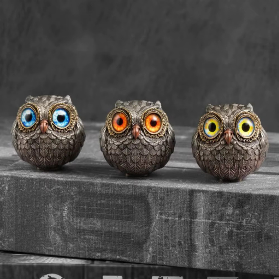 Wise Watcher Lucky Owl Guardian Filz-Eule mit Perlen-Anhänger in Grau - Bild 2