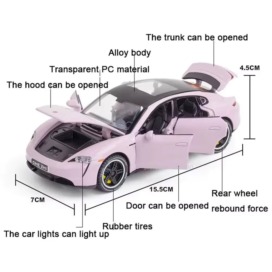 caipo Taycan GT3RS, Modellauto, Maßstab 1:32, mit Licht und Sound, Metall - Bild 2